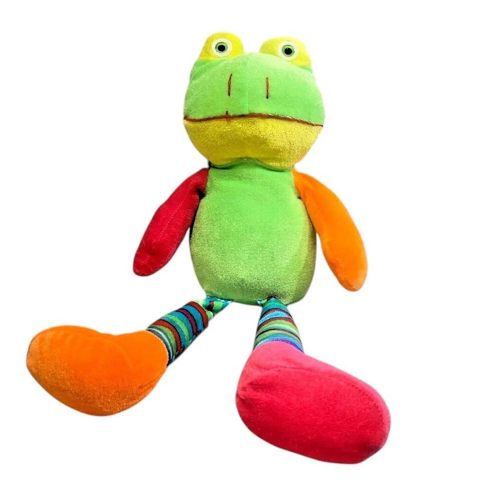 Kellytoy Green Frog Plush Multicolor Limbs Green Eyes Large 18" Rare 2015